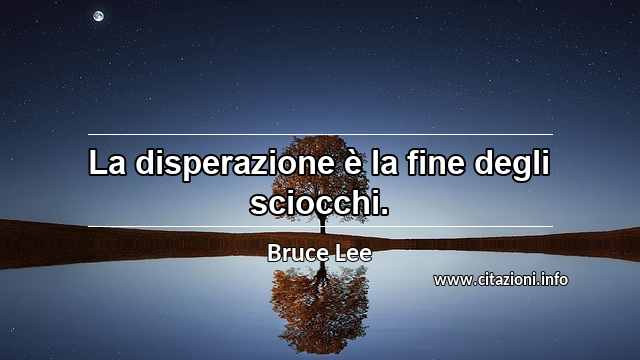 “La disperazione è la fine degli sciocchi.”