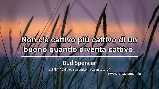 “Non c'è cattivo più cattivo di un buono quando diventa cattivo.”