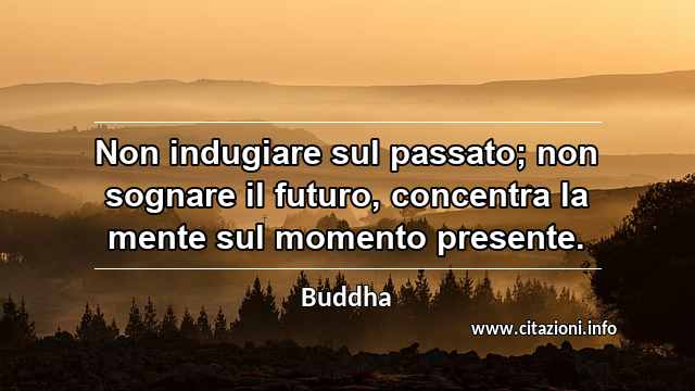 “Non indugiare sul passato; non sognare il futuro, concentra la mente sul momento presente.”