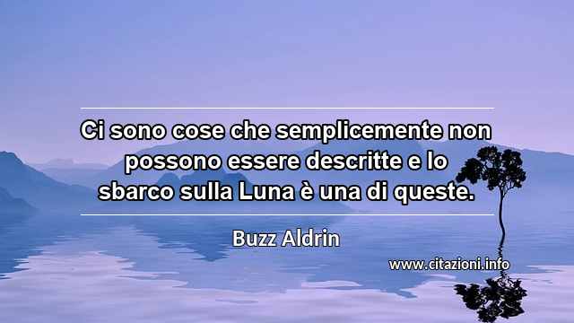 “Ci sono cose che semplicemente non possono essere descritte e lo sbarco sulla Luna è una di queste.”