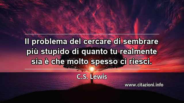 “Il problema del cercare di sembrare più stupido di quanto tu realmente sia è che molto spesso ci riesci.”
