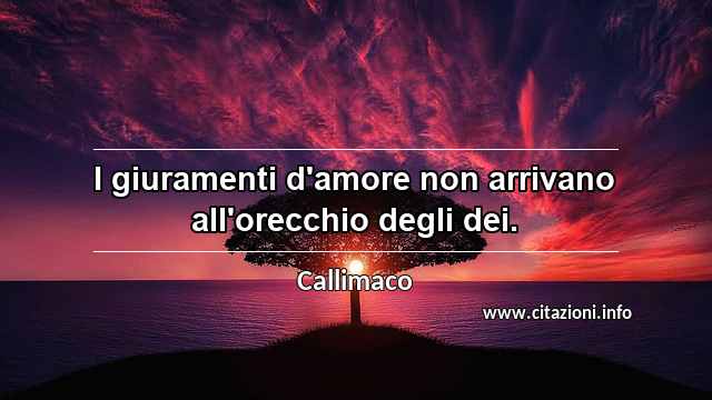 “I giuramenti d'amore non arrivano all'orecchio degli dei.”