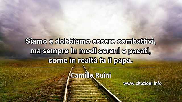 “Siamo e dobbiamo essere combattivi, ma sempre in modi sereni e pacati, come in realtà fa il papa.”
