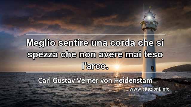 “Meglio sentire una corda che si spezza che non avere mai teso l'arco.”