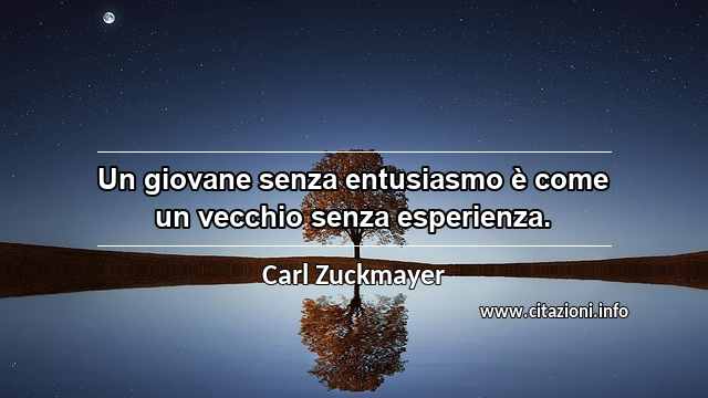 “Un giovane senza entusiasmo è come un vecchio senza esperienza.”