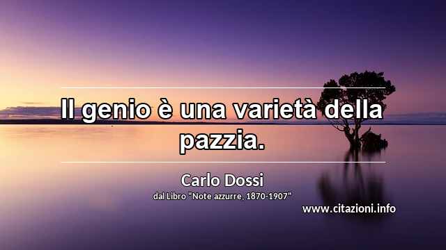 “Il genio è una varietà della pazzia.”