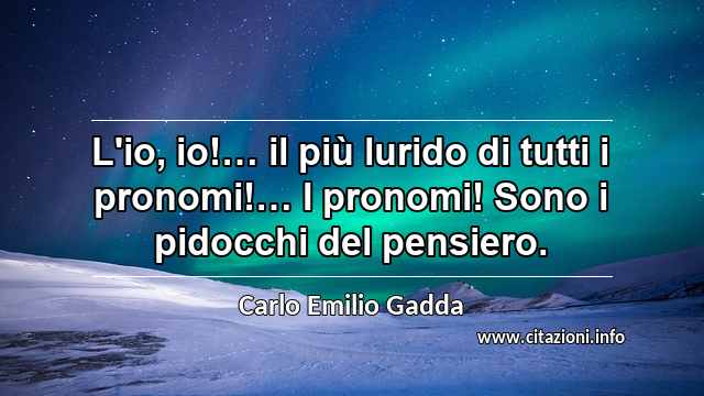 “L'io, io!… il più lurido di tutti i pronomi!… I pronomi! Sono i pidocchi del pensiero.”