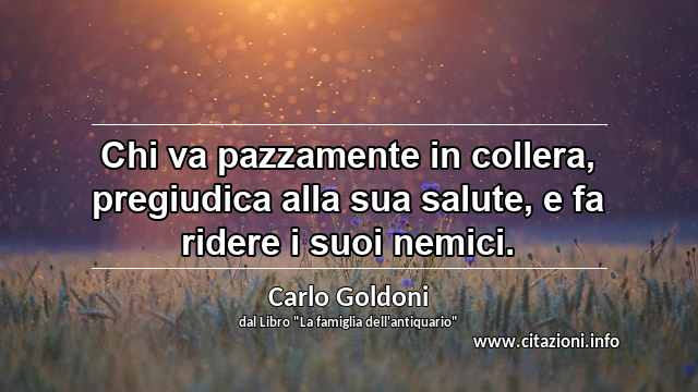 “Chi va pazzamente in collera, pregiudica alla sua salute, e fa ridere i suoi nemici.”