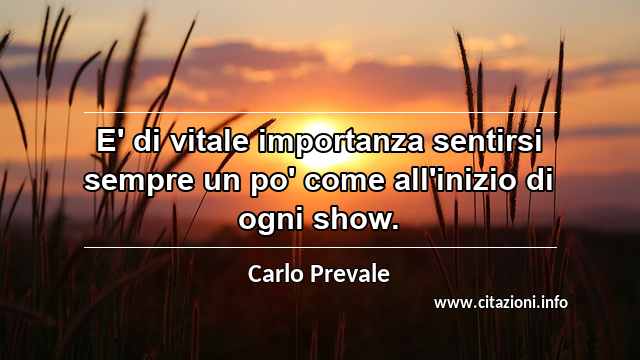 “E' di vitale importanza sentirsi sempre un po' come all'inizio di ogni show.”