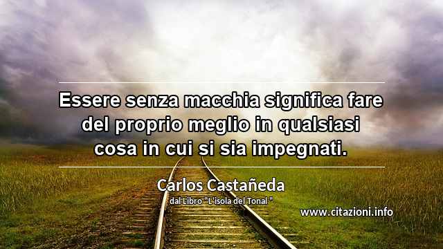 “Essere senza macchia significa fare del proprio meglio in qualsiasi cosa in cui si sia impegnati.”