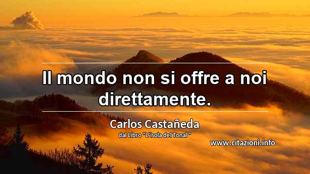 “Il mondo non si offre a noi direttamente.”
