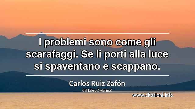 “I problemi sono come gli scarafaggi. Se li porti alla luce si spaventano e scappano.”
