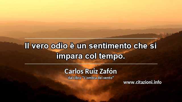 “Il vero odio è un sentimento che si impara col tempo.”