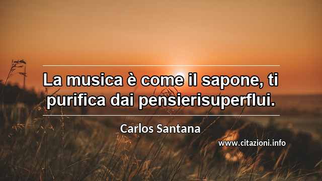 “La musica è come il sapone, ti purifica dai pensierisuperflui.”