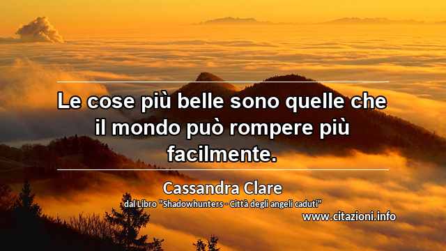“Le cose più belle sono quelle che il mondo può rompere più facilmente.”