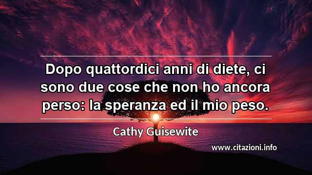“Dopo quattordici anni di diete, ci sono due cose che non ho ancora perso: la speranza ed il mio peso.”