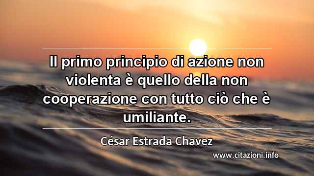 “Il primo principio di azione non violenta è quello della non cooperazione con tutto ciò che è umiliante.”