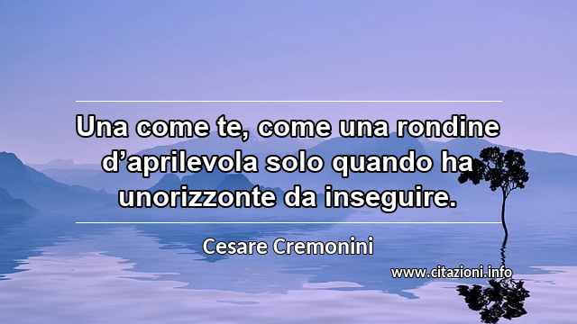 “Una come te, come una rondine d’aprilevola solo quando ha unorizzonte da inseguire.”