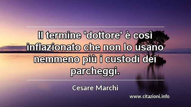 “Il termine 'dottore' è così inflazionato che non lo usano nemmeno più i custodi dei parcheggi.”
