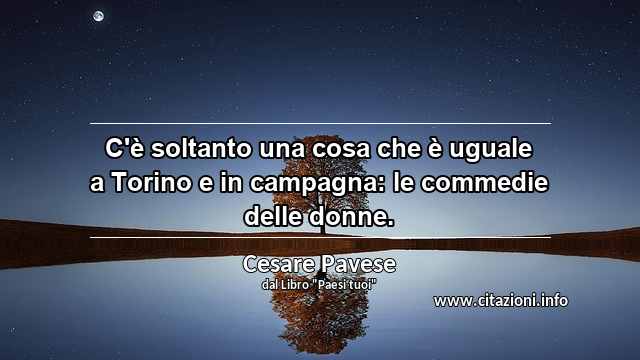 “C'è soltanto una cosa che è uguale a Torino e in campagna: le commedie delle donne.”
