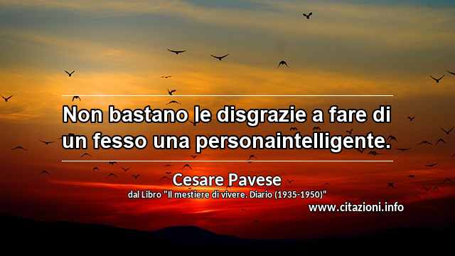 “Non bastano le disgrazie a fare di un fesso una personaintelligente.”