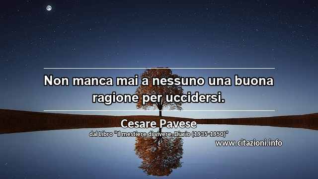 “Non manca mai a nessuno una buona ragione per uccidersi.”