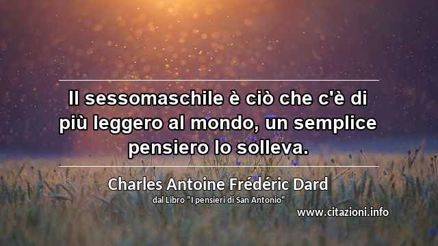 “Il sessomaschile è ciò che c'è di più leggero al mondo, un semplice pensiero lo solleva.”
