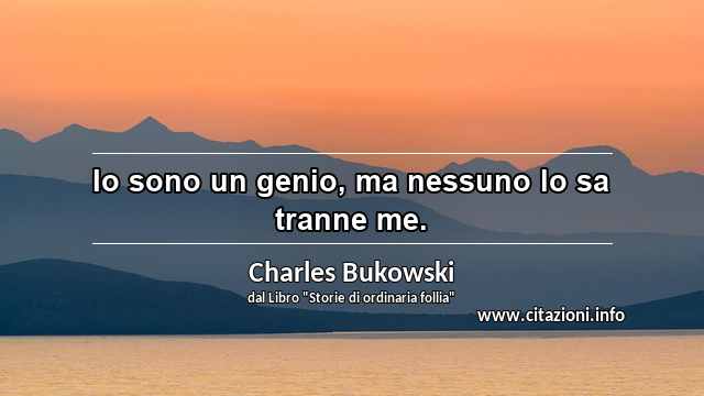 “Io sono un genio, ma nessuno lo sa tranne me.”
