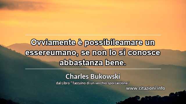 “Ovviamente è possibileamare un essereumano, se non lo si conosce abbastanza bene.”