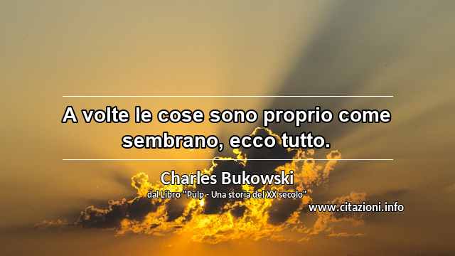 “A volte le cose sono proprio come sembrano, ecco tutto.”