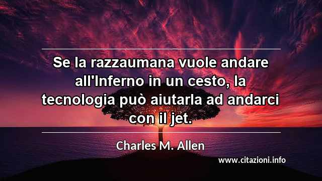 “Se la razzaumana vuole andare all'Inferno in un cesto, la tecnologia può aiutarla ad andarci con il jet.”