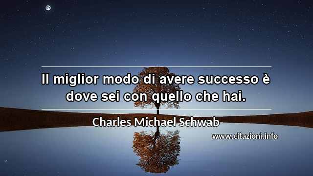 “Il miglior modo di avere successo è dove sei con quello che hai.”