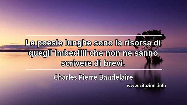 “Le poesie lunghe sono la risorsa di quegli imbecilli che non ne sanno scrivere di brevi.”