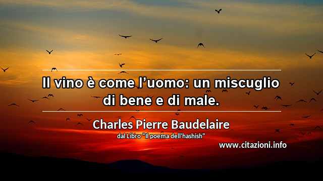“Il vino è come l’uomo: un miscuglio di bene e di male.”