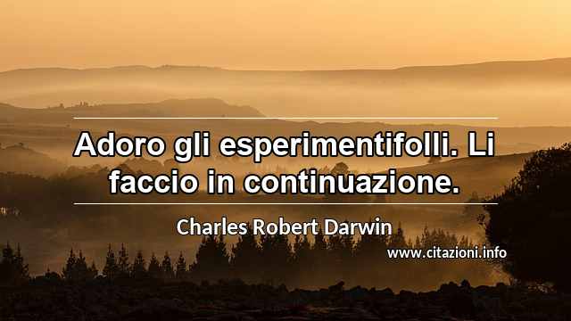 “Adoro gli esperimentifolli. Li faccio in continuazione.”