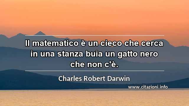 “Il matematico è un cieco che cerca in una stanza buia un gatto nero che non c'è.”