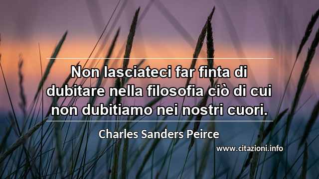 “Non lasciateci far finta di dubitare nella filosofia ciò di cui non dubitiamo nei nostri cuori.”