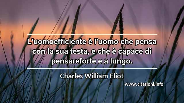 “L'uomoefficiente è l'uomo che pensa con la sua testa, e che è capace di pensareforte e a lungo.”