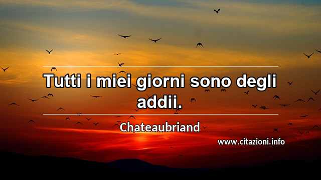 “Tutti i miei giorni sono degli addii.”