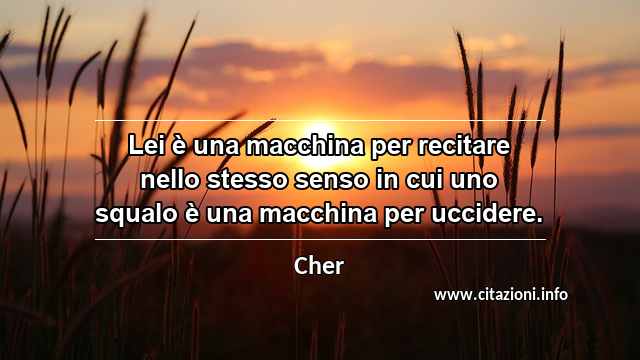 “Lei è una macchina per recitare nello stesso senso in cui uno squalo è una macchina per uccidere.”