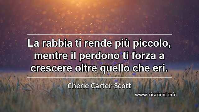 “La rabbia ti rende più piccolo, mentre il perdono ti forza a crescere oltre quello che eri.”