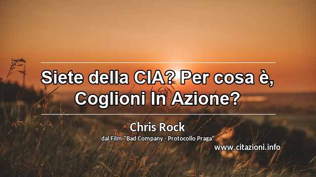 “Siete della CIA? Per cosa è, Coglioni In Azione?”