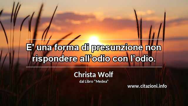 “E' una forma di presunzione non rispondere all’odio con l’odio.”