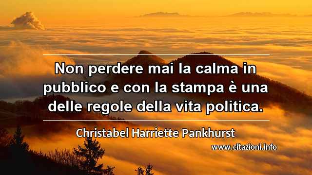 “Non perdere mai la calma in pubblico e con la stampa è una delle regole della vita politica.”