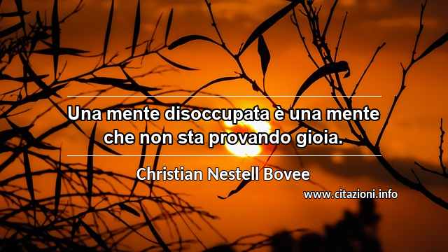 “Una mente disoccupata è una mente che non sta provando gioia.”