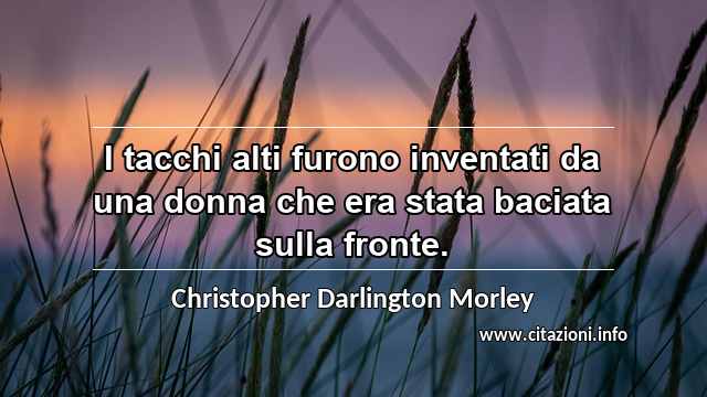 “I tacchi alti furono inventati da una donna che era stata baciata sulla fronte.”