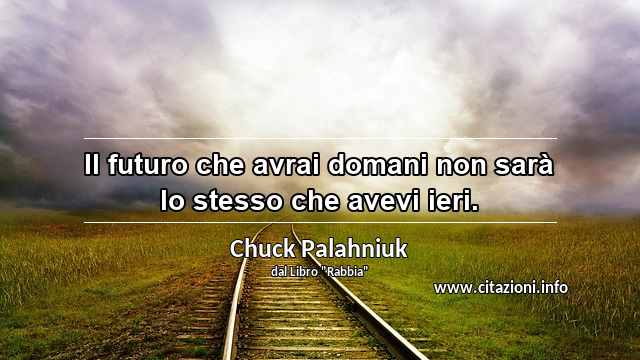 “Il futuro che avrai domani non sarà lo stesso che avevi ieri.”