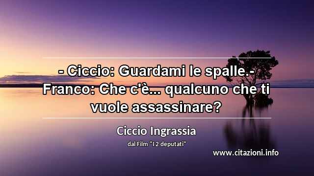 “- Ciccio: Guardami le spalle.- Franco: Che c'è... qualcuno che ti vuole assassinare?”