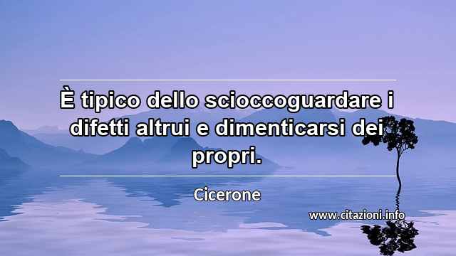 “È tipico dello scioccoguardare i difetti altrui e dimenticarsi dei propri.”