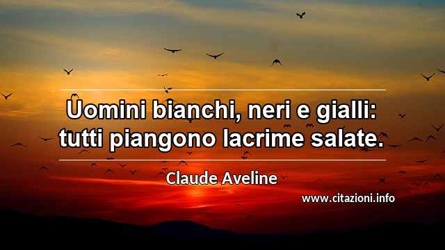 “Uomini bianchi, neri e gialli: tutti piangono lacrime salate.”